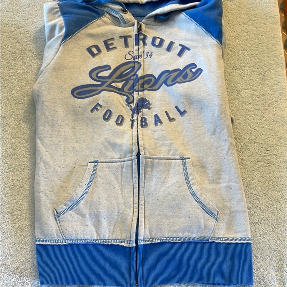 NFL Detroit Lions Blue and Gray Hoodie